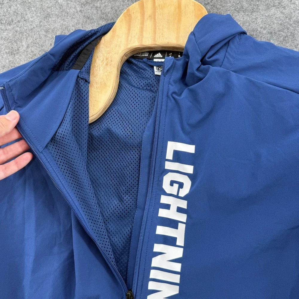 Adidas Tampa Bay Lightning Jacket Mens XL Blue Full Zip Hooded NHL Hockey